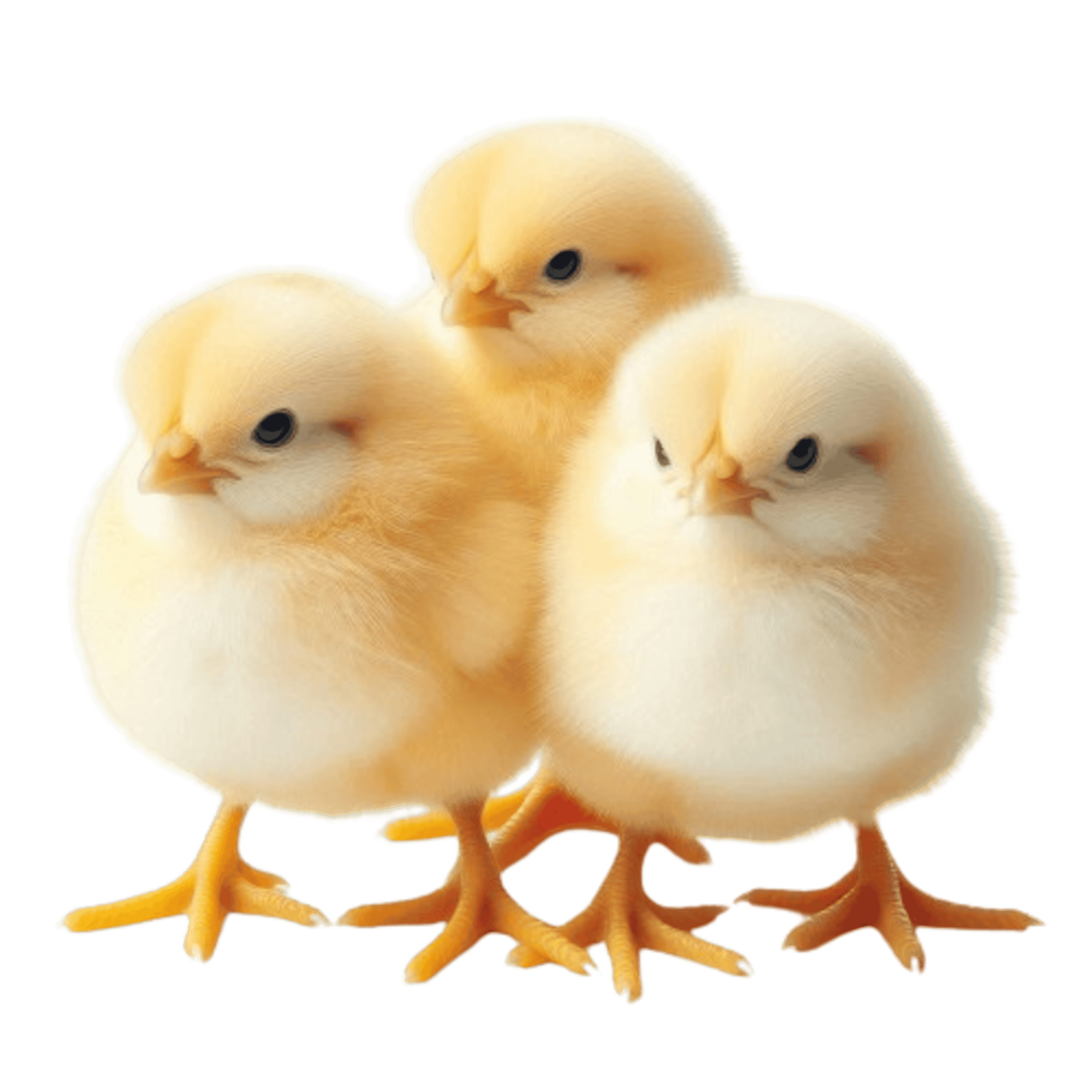 Three fluffy yellow chicks